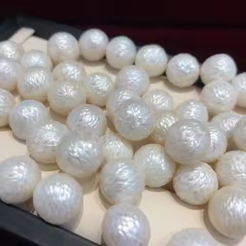 Wholesale 11-13mm AA+ Natural Round Stripe Carved Loose Pearls