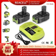 2 Pack 3.5Ah For 18V and Charger Combo Compatible for Ryobi ONE+ Battery P102 P103 P104 P105 P107 P1
