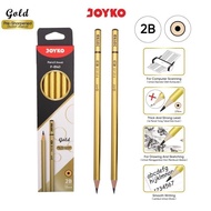 (1 Dozen) Joyko Gold 2B Pencils P-8140 Contents 12pcs 2B Gold Pencils