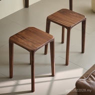 Living Room Dining Stool Stackable Light Luxury Solid Wood Dining Table Ebony Stool High Square Hous