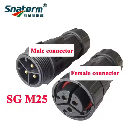 3Pin M19 or M25 Male/Female Cable Connector for SG 200-700W 800-1400W Micro Grid Tie Inverter Power 