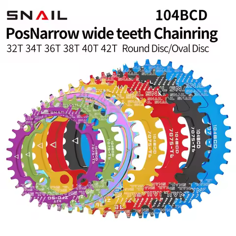 SNAIL 104BCD/96BCD Single Chainring Narrow‑Wide 32‑38T Round Oval For Shimano SRAM Mountain Bike Bic