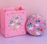 DDS - 【10個】可愛圓形精緻盒子-粉色小馬-小號套裝&lt;小號盒子13.5*7cm【5.5寸】+手提袋&gt; #N105_026_045
