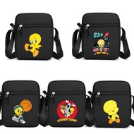 Looney Tunes Series Tweety Bird Black Cross Shoulder Bag Large Capacity Multifunctional Backpack Gif