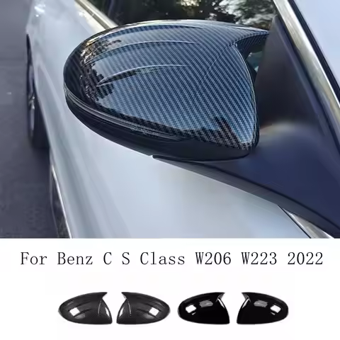 For Mercedes W206 S206 2pcs Rear View Mirror Cover Caps Trim Shell Frame C-Class C180 C200 C200d C30