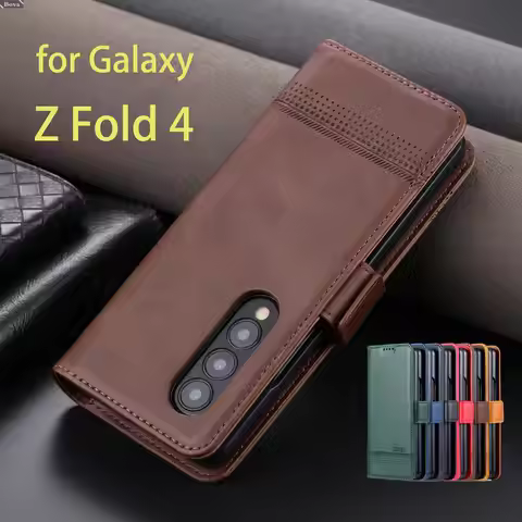 Deluxe Magnetic Adsorption Leather Fitted Case for Samsung Galaxy Z Fold4 / Z Fold 4 5G Flip Cover P