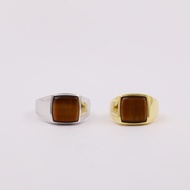 Mens Silver Tiger eye Signet Ring