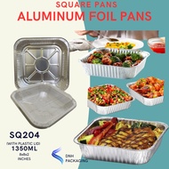 Aluminum Trays 8x8x2 1350ML Aluminum Foil Pan Square Pan with Plastic Lid / Tray Pan (WS) SQ204