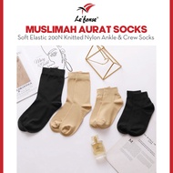 LEFONSE.MY Qstar Muslimah Aurat Soft Elastic Knitted Nylon Ankle Crew Socks Stokin Muslimah Socks Te