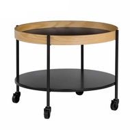 Tekkashop FDCT0998BR Home Living 2 tier Coffee Table / Meja Kopi (D46 x H48cm) with Heavy Duty Caste