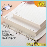 A6 Loose Leaf Refill Paper Binder Refill Replacement Paper 6 hole 60 SheetsSmooth Writing Surface