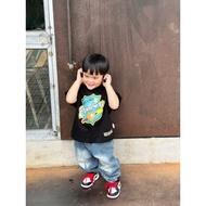 BOMBERS BLACK T-SHIRT for Children Boxy Loose Form 100% Cotton 2C, sweat absorbent