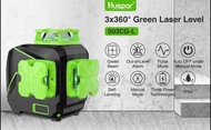Huepar SO3CG-L Laser Level 3x360° 綠色雷射水平儀 HUEPAR 360°自調平雷射水平儀，帶液晶顯示屏，3 x 360°高亮度可充電3D激光水平儀，適用於建築施工和圖