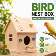 Wooden Bird Nest Box Breeding House Pine Anti Bite Ventilated Cage Lovebird Budgie Parrot