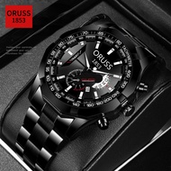 ORUSS 1853 Original Men Stainless Steel Date Waterproof Luxury Business Sport Big Watch Men Analog K