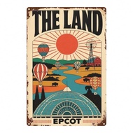 CIFbuy 1pc 2D Flat Metal Sign THE LAND EPCOT Vintage Wall Decor Gift 8x12