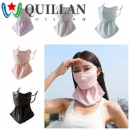 QUILLAN Sunscreen Mask, Solid Color Hanging Ear Ice Silk Mask, Veil Neck Sunscreen Ice Silk Face Mask Men