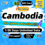 Wefly Cambodia SIM Card 3-30Days Daily 500MB-3GB 4G Unlimited Data SIM Cambodia