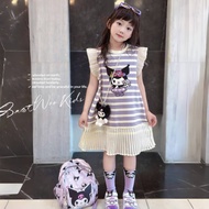 6-12yrs Kuromi Dress For Kids Girl Melody Dress For Kids Girl Mesh Pleated Dress Princess Dress For 