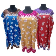 [SG] 2XL-3XL Plus Size Baju Batik Floral Midi Dress Pyjamas / Homedress / Homewear / Baju Butterfly / Baju Tidur - Cotto