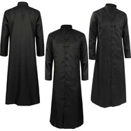 Adult Priest Cosplay Robe Costume Jacket Simbahan Damit Black Cloak Men Male Outfits Halloween