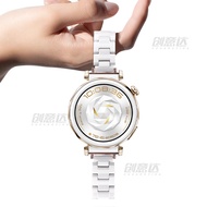 สายนาฬิกาผู้หญิง Oppo Watch X2 Mini สายยางเซรามิกพร้อมหัวเข็มขัดรูปผีเสื้อ 3 ลูกปัด สายนาฬิกาผู้หญิง