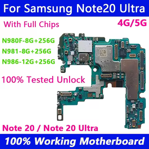 256GB+12G Plate RAM Unlocked Logic Board For Samsung Galaxy NOTE 20 Ultra 5G N980F N981B N986B N981U