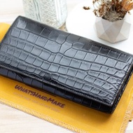 法國料鱷魚皮革摺疊款長銀包