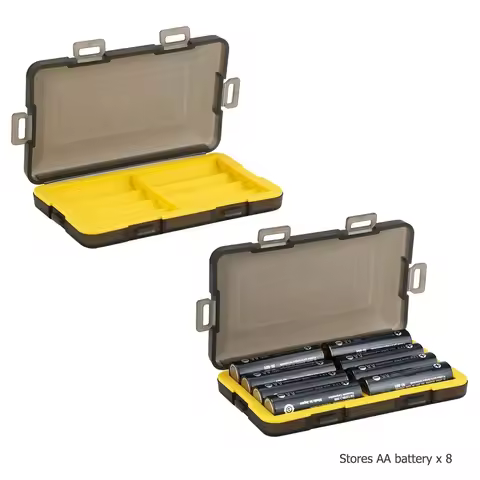 AA Battery Storage Case Holder Organizer Compact PC Battery Box for 8pcs AA or 14500 Batteries Water