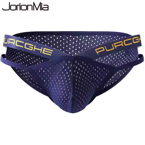 Fashion Solid Color Men Underwear Mesh Boxer Briefs Sports Breathable Underpants Low Waist Large Tru