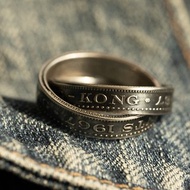 香港舊五毫硬幣雙環戒指