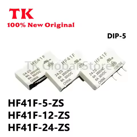 TK 1Pcs~10Pcs HF41F-5-ZS HF41F-12-ZS HF41F-24-ZS 5V 12V 24V Ultra Thin Power Relay 5PIN