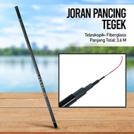 Joran Pancing Tegek Fiberglass Fishing Rod 3.6M - 360 - Black
