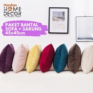 PREMIUM Paket Sarung Bantal Sofa + Bantal Sofa 45x45 Bahan Luxury Bludru