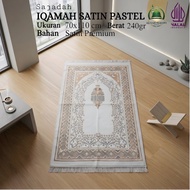 IQAMAH PASTELsatin 70x110 cm| Jumbo Embossed Smooth Polyester Prayer Rug for Adults| Umrah & Tahlil 