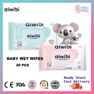 Aiwibi Premium Baby Wipes (20 Sheets) Tea-Tree & Fragrance Free/ Daily Wipes/ Wet Tissue/ Pure Water