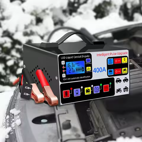 400A Car Battery Charger 220W Heavy Duty Smart Battery Charger 12V/24V Battery High Power Fast Charg