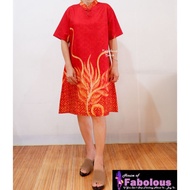 MERAH Chiongsam Batik Dress Viscose Batik Dress/ Red Batik Dress/ Modern Chiongsam Batik Dress/ Mode
