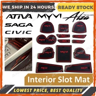 Perodua Proton Honda Car Interior Slot Mat Saga VVT 2016-2022 Ativa Myvi 2022 Facelift Civic Fe Car 