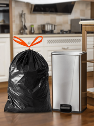 225入/150入/75入/15入抽繩式垃圾袋,適用於家居廚房臥室客廳垃圾桶,收納袋,隨機顏色耐用垃圾袋,大容量