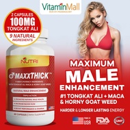 MaxxTHICK Tongkat Ali For Man - Male Enhancement with Maca, Horny Goat Weed, Ginseng - Supplement for Men Vitality - 60s