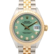 Rolex Datejust 10P 鑽石隨機序號腕錶 18K（黃金）不鏽鋼女士綠薄荷織紋錶帶 全新 279173G