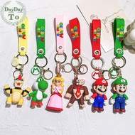DayDayTo Cute Super Mario Bros Keychain Game Mario Figure Key Chain Creative Cartoon Bag Ch Accessories For Kids Birthday Party Gifts sg