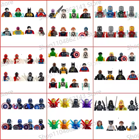 Marvel stars, superheroes, building blocks, Spider Man, Iron Man, mini assembled dolls, children's t