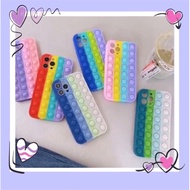 ✒♠▦Pop It Fidget Toy Rainbow Silicone Case Oppo A31/2020 A8 A53 A32/2020 Reno5 Realme C12 C15 C25 C2