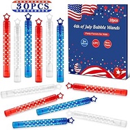 4th of July Mini Bubble Wands 30PCS Fourth of July Party Favors for Kids Red White and Blue Bubbles 