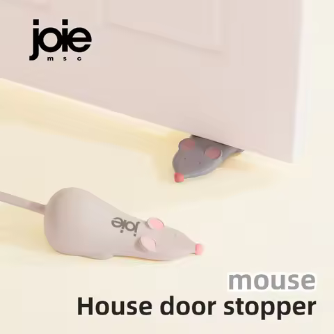 Joie Cartoon Mouse Door Stopper 2pcs Safety Silicone Reusable Shock Absorbent Wedge Blocks for Home 
