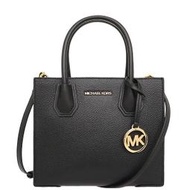 【W小舖】MICHAEL KORS MK 黑色 防刮荔枝紋真皮 風琴包 手提包 側背包 斜背包~M72107