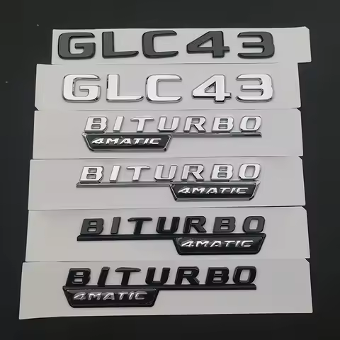 ABS Chrome Black Car Rear Trunk Badge Sticker Logo GLC 43 BITURBO 4MATIC Emblem For Mercedes Benz GL