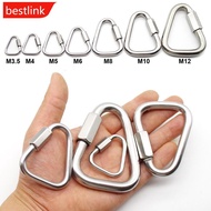 BESTLINK M3.5/M4/M5/M6/M7/M8/M10/M12 Stainless Steel Oval Quick Links Triangle-Lock Carabiner Safety